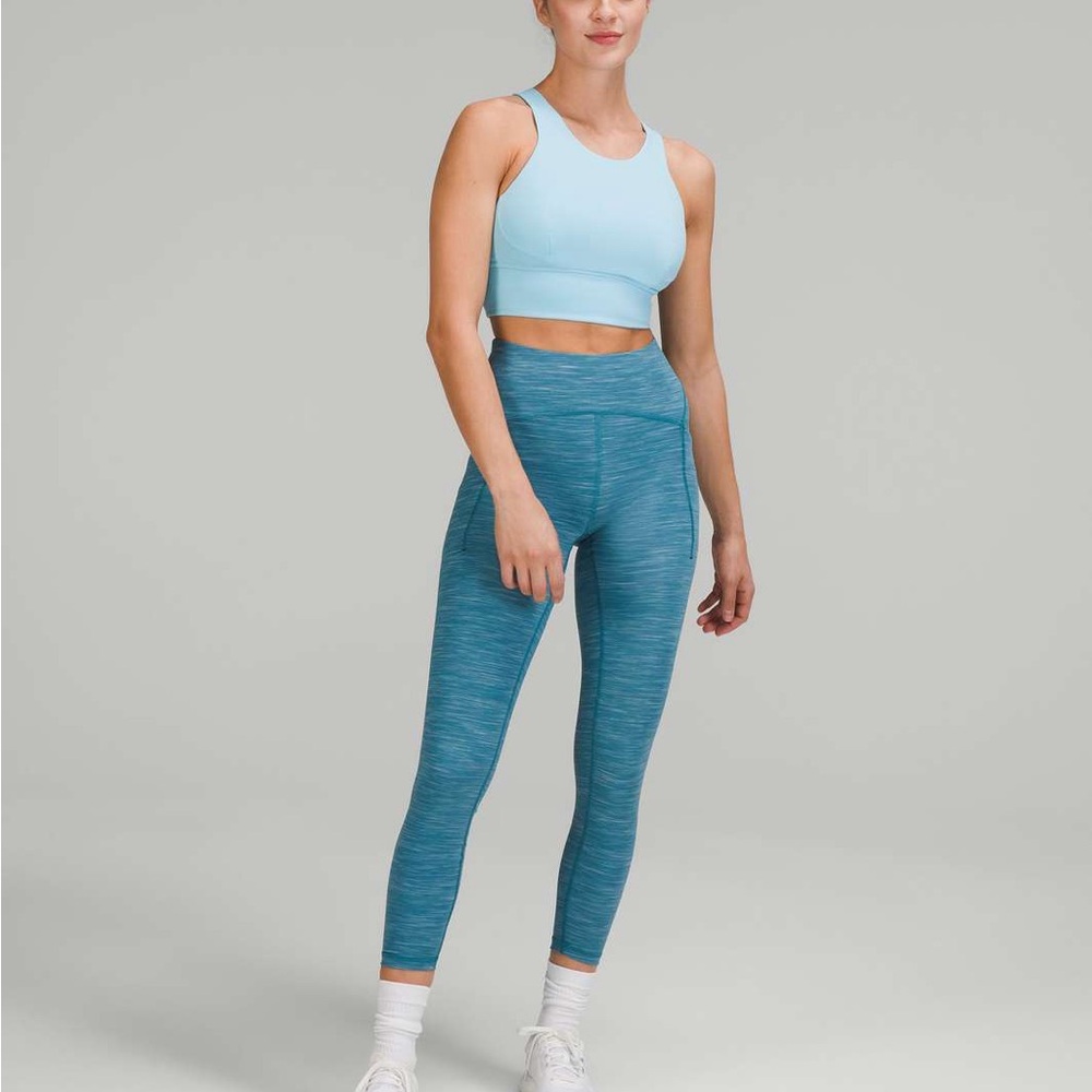 Lululemon Heathered Capture Blue Power Thru HR tight 25”